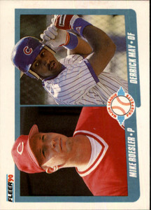 1990 Fleer #645 Mike Roesler/Derrick May VG RC Rookie Cincinnati Reds/Chicago Cubs 
