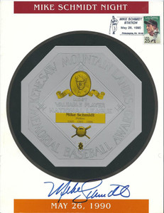 SOLD 3704 Mike Schmidt Night May 26, 1990 Autographed Program Phillies Number Retirement 