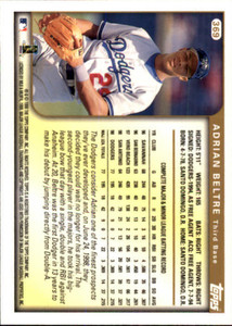 SOLD 65027 1999 Topps #369 Adrian Beltre VG Los Angeles Dodgers 