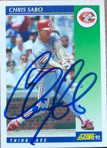 Chris Sabo Autographed 1992 Score #70 Cincinnati Reds Card