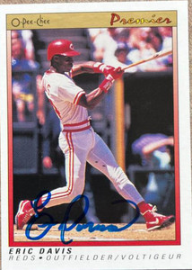 Eric Davis Autographed 1991 O-Pee-Chee Premier #29