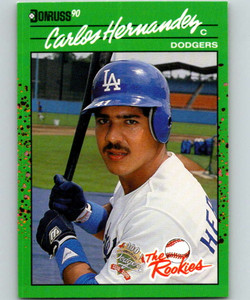 1990 Donruss Rookies #37 Carlos Hernandez VG RC Rookie Los Angeles Dodgers 