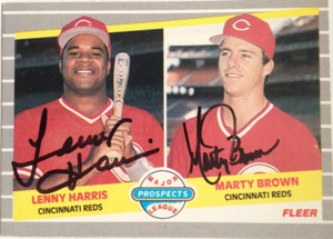 Lenny Harris and Marty Brown Autographed 1989 Fleer #645