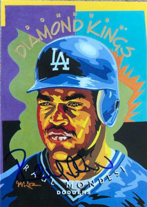 Raul Mondesi Autographed 1995 Donruss Diamond Kings #DK-16 Los Angeles Dodgers Card