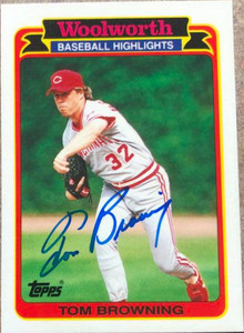 Tom Browning Autographed 1989 Topps Woolworth Baseball Highlights #9