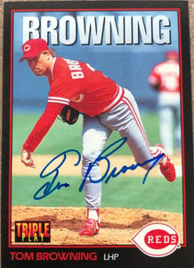 Tom Browning Autographed 1993 Triple Play #91