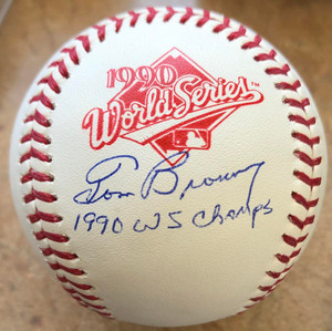 Tom Browning Autographed and Inscribed 1990 World Series Baseball 