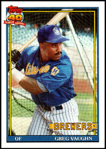 1991 Donruss #478 Greg Vaughn VG Milwaukee Brewers - Under the