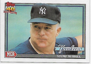 1991 Topps #429 Stump Merrill MG VG New York Yankees 