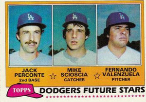 1981 Topps #302 Jack Perconte/Mike Scioscia/Fernando Valenzuela Dodgers Rookies VG RC Rookie Los Angeles Dodgers 