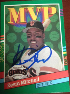 Kevin Mitchell Autographed Baseball - card 1990 Topps #500