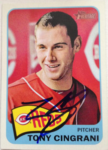 Tony Cingrani Autographed 2014 Topps Heritage #496