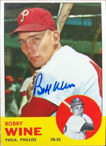 Bobby Wine Autographed 1963 Topps #71 Philadelphia Phillies RC