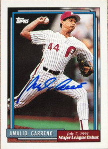 SOLD 118455 Amalio Carreno Autographed 1992 Topps Major League Debut 1991 #27