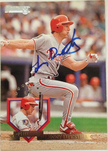 Lenny Dykstra Autographed 1995 Donruss #209 Philadelphia Phillies Card