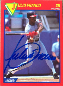 Julio Franco Autographed 1989 Score Baseball's Hottest 100 Players #36