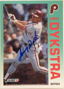 Lenny Dykstra Autographed 1992 Fleer #529