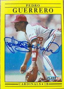 Pedro Guerrero Autographed 1991 Fleer #634 St. Louis Cardinals Card