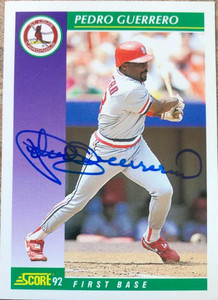 Pedro Guerrero Autographed 1992 Score #376