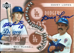 Bill Russell & Davey Lopes Dual Autographed 2005 Upper Deck Classic Counterparts #CC-RL LE/1999