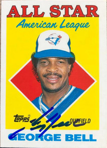 SOLD 119175 George Bell Autographed 1988 Topps Tiffany #390