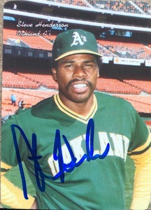Steve Henderson Autographed 1986 Mother's Cookies Oakland Athletics #20 Steve Henderson Autographed 1986 Mother's Cookies Oakland Athletics #20