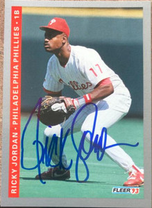 Ricky Jordan Autographed 1993 Fleer #103 Philadelphia Phillies Card