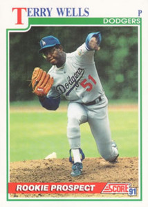 1991 Score #359 Terry Wells VG RC Rookie Los Angeles Dodgers 