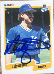 Luis Aquino Autographed 1990 Fleer #101
