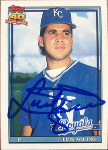 Luis Aquino Autographed 1991 Topps #169 Kansas City Royals Card