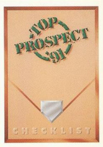 1991 Upper Deck #50 Top Prospect Checklist VG Checklist 