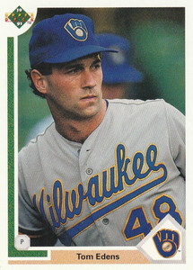 1991 Upper Deck #616 Tom Edens VG RC Rookie Milwaukee Brewers 