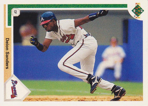 Deion Sanders Baseball Card 1992 Topps #645 Atlanta Braves MLB -1st full  year!