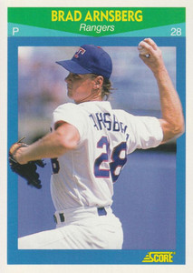 1990 Score Rising Stars #72 Brad Arnsberg VG Texas Rangers 