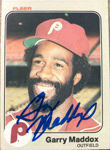 Garry Maddox Autographed 1983 Fleer #164 Philadelphia Phillies Card