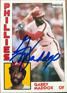 Garry Maddox Autographed 1984 Topps Nestle #755 Philadelphia Phillies Card