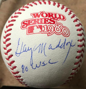Garry Maddox Autographed Rawlings Official 1980 World Series Baseball 1980 WSC Insc Garry Maddox Autographed Rawlings Official 1980 World Series Baseball 1980 WSC Insc