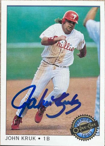 John Kruk Autographed 1993 O-Pee-Chee Premier #76 Philadelphia Phillies Card