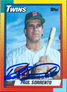Paul Sorrento Autographed 1990 Topps Traded #119T Minnesota Twins Card