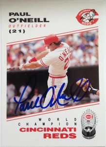 SOLD 4694 Paul O'Neill Autographed 1991 Kahn's Cincinnati Reds 