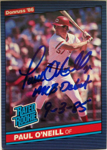 Paul O'Neill Autographed 1986 Donruss #37 MLB Debut 9-3-85