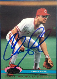 SOLD 4702 Chris Sabo Autographed 1992 Stadium Club Dome #160