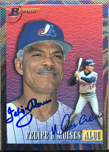 Felipe & Moises Alou Dual Autographed 1993 Bowman #701 Father & Son Montreal Expos Card 