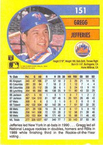 1991 Fleer #151 Gregg Jefferies VG New York Mets 
