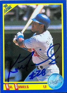 Kal Daniels Autographed 1990 Score #490 Los Angeles Dodgers Card