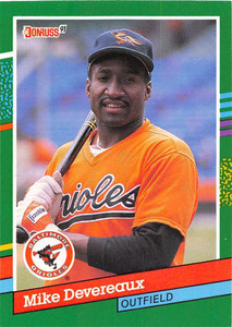 1991 Donruss #444 Mike Devereaux VG Baltimore Orioles 