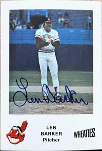 Len Barker Autographed 1983 Wheaties Cleveland Indians #NNO