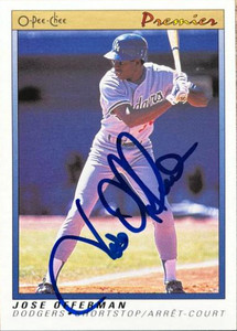 Jose Offerman Autographed 1991 O-Pee-Chee Premier #90