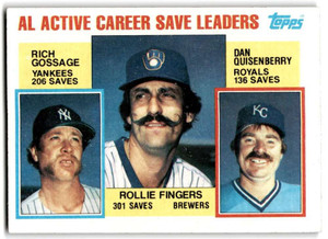 1984 Topps #718 Rollie Fingers/Rich Gossage/Dan Quisenberry AL Active Career Save Leaders VG New York Yankees/Milwaukee 