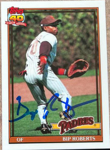 Bip Roberts Autographed 1991 Topps Tiffany #538